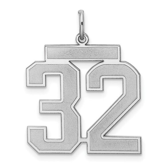 Sterling Silver Jersey Collection Large Number 32 Pendant